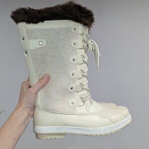 Shoedazzle Golene Winter Boots White Size 8